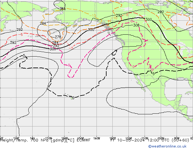 Height/Temp. 700 hPa ECMWF Sex 10.05.2024 12 UTC