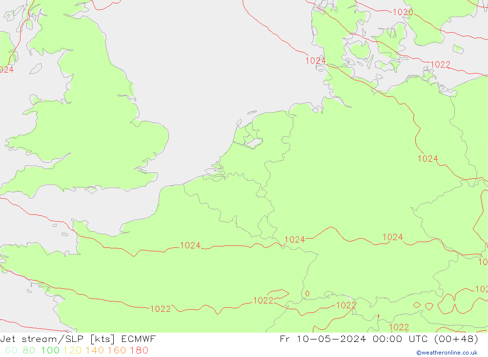 Jet stream ECMWF Sex 10.05.2024 00 UTC