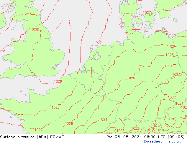 Bodendruck ECMWF Mi 08.05.2024 06 UTC