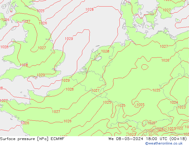 Pressione al suolo ECMWF mer 08.05.2024 18 UTC