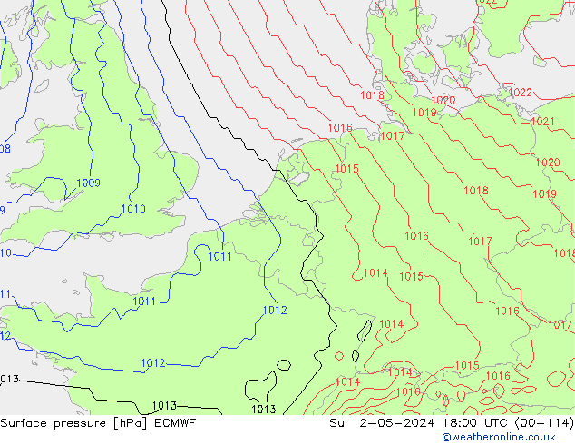 Luchtdruk (Grond) ECMWF zo 12.05.2024 18 UTC