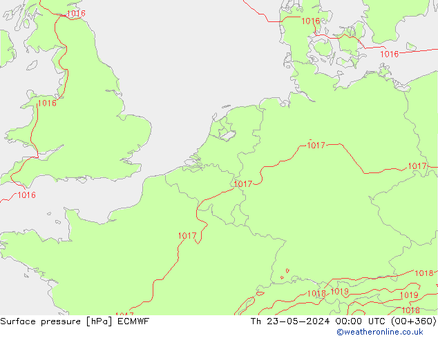 Bodendruck ECMWF Do 23.05.2024 00 UTC