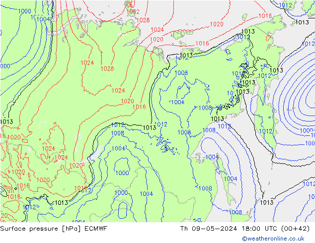 Surface pressure ECMWF Th 09.05.2024 18 UTC