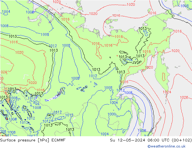 Surface pressure ECMWF Su 12.05.2024 06 UTC