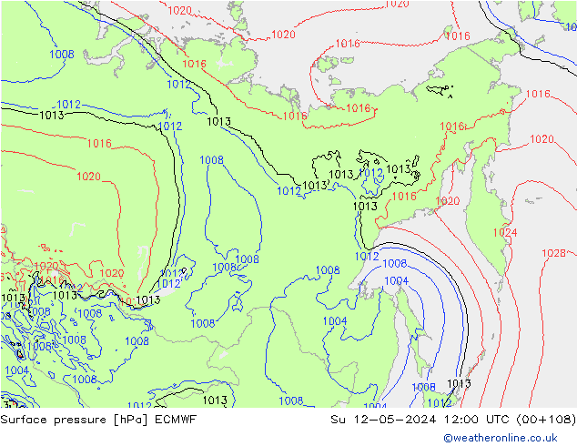 Surface pressure ECMWF Su 12.05.2024 12 UTC