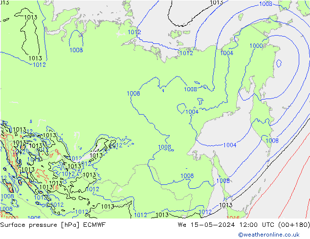 Atmosférický tlak ECMWF St 15.05.2024 12 UTC