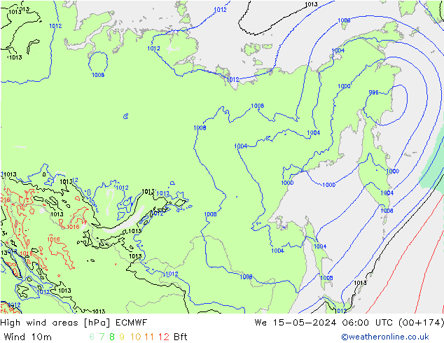 High wind areas ECMWF mer 15.05.2024 06 UTC