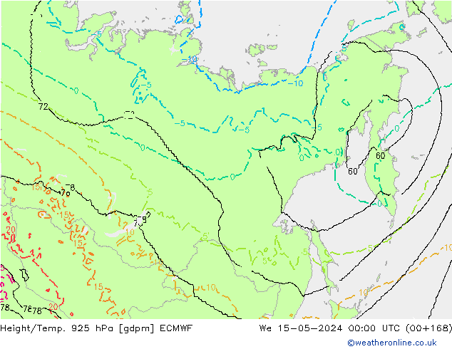 Height/Temp. 925 hPa ECMWF Qua 15.05.2024 00 UTC