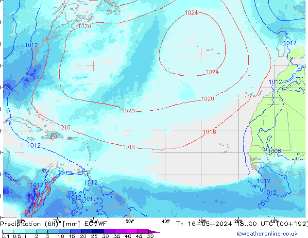 Yağış (6h) ECMWF Per 16.05.2024 00 UTC