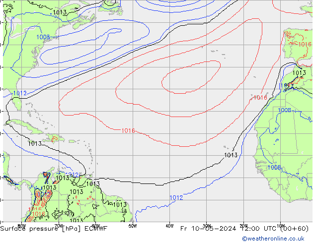 Surface pressure ECMWF Fr 10.05.2024 12 UTC