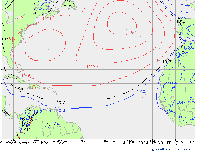 Bodendruck ECMWF Di 14.05.2024 18 UTC