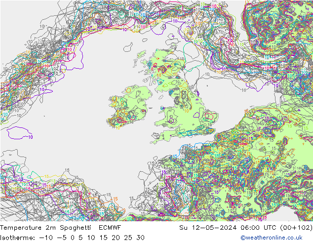 Sıcaklık Haritası 2m Spaghetti ECMWF Paz 12.05.2024 06 UTC