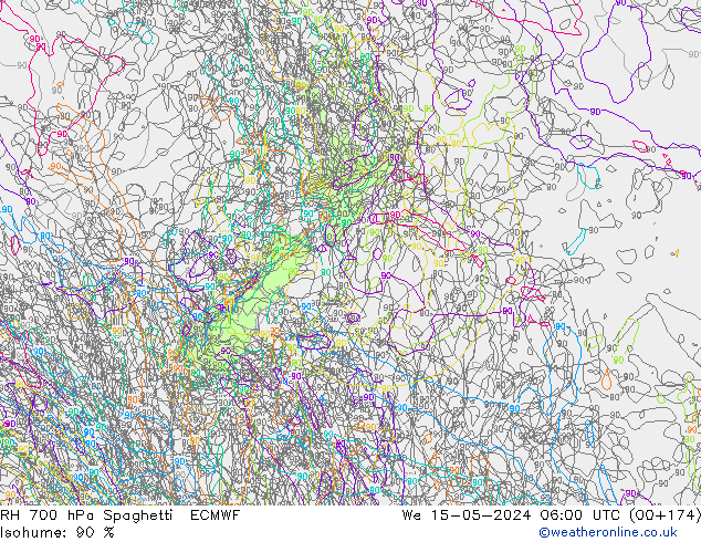 RV 700 hPa Spaghetti ECMWF wo 15.05.2024 06 UTC