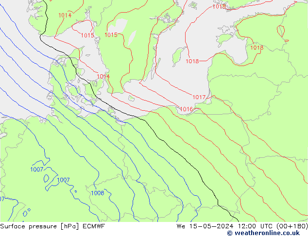 Luchtdruk (Grond) ECMWF wo 15.05.2024 12 UTC