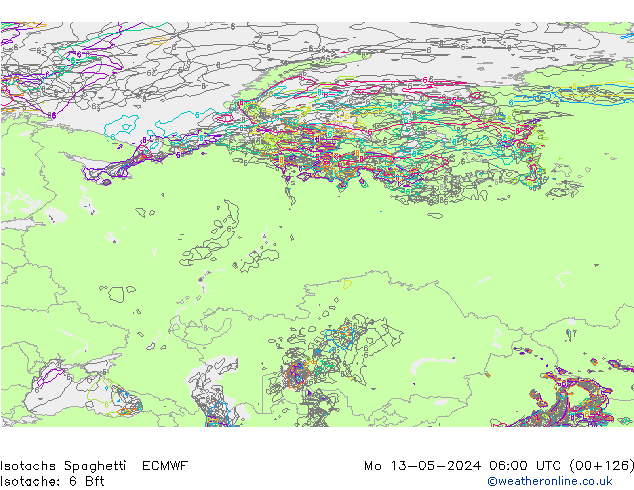 Isotachs Spaghetti ECMWF Mo 13.05.2024 06 UTC