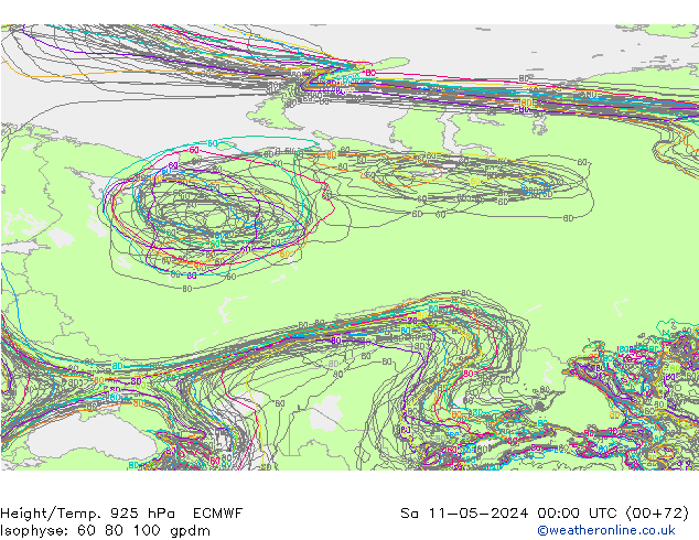 Height/Temp. 925 hPa ECMWF Sa 11.05.2024 00 UTC