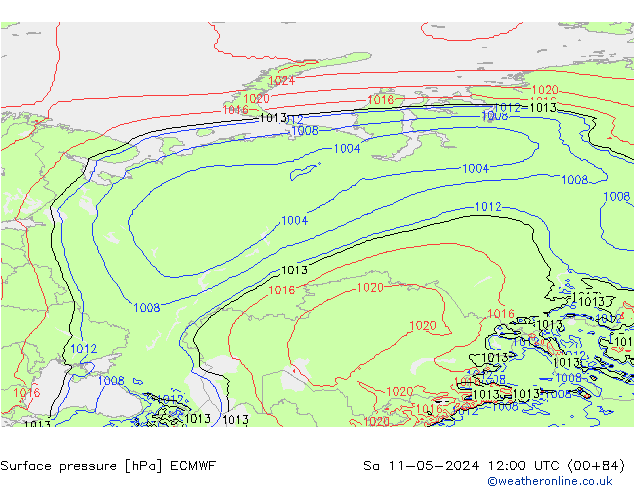 Surface pressure ECMWF Sa 11.05.2024 12 UTC