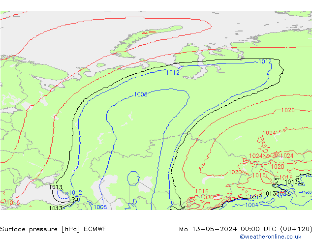 Luchtdruk (Grond) ECMWF ma 13.05.2024 00 UTC