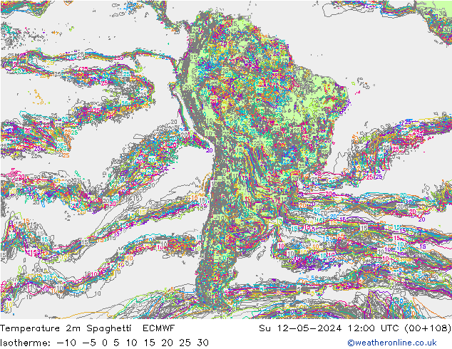 Sıcaklık Haritası 2m Spaghetti ECMWF Paz 12.05.2024 12 UTC