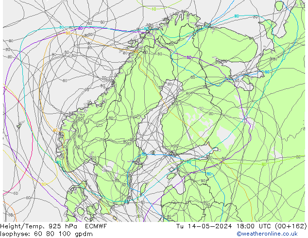 Hoogte/Temp. 925 hPa ECMWF di 14.05.2024 18 UTC