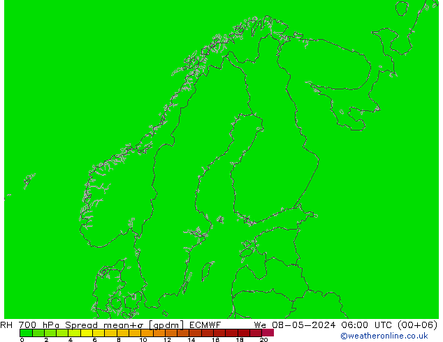 RH 700 hPa Spread ECMWF St 08.05.2024 06 UTC