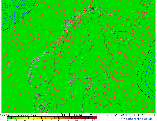 Bodendruck Spread ECMWF Mi 08.05.2024 06 UTC