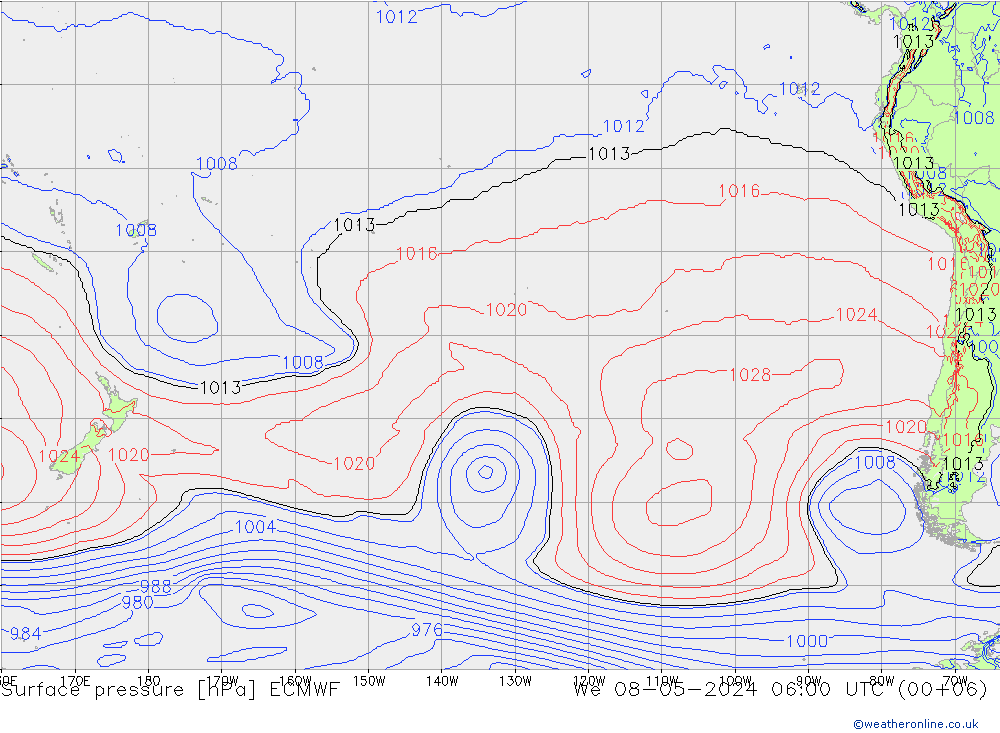 Surface pressure ECMWF We 08.05.2024 06 UTC