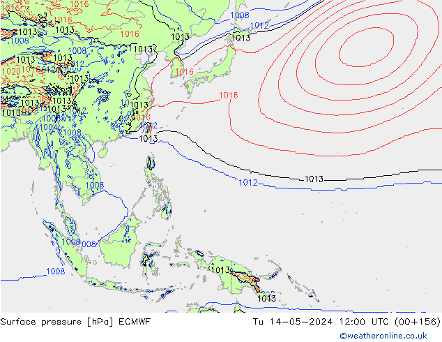 pressão do solo ECMWF Ter 14.05.2024 12 UTC