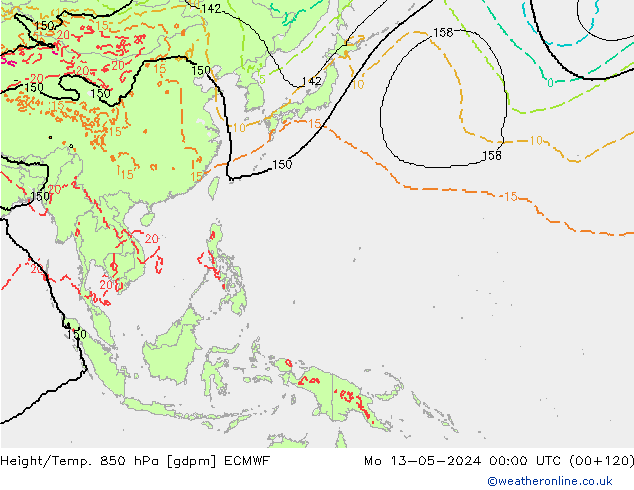 Height/Temp. 850 hPa ECMWF  13.05.2024 00 UTC