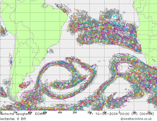 Isotaca Spaghetti ECMWF vie 10.05.2024 00 UTC