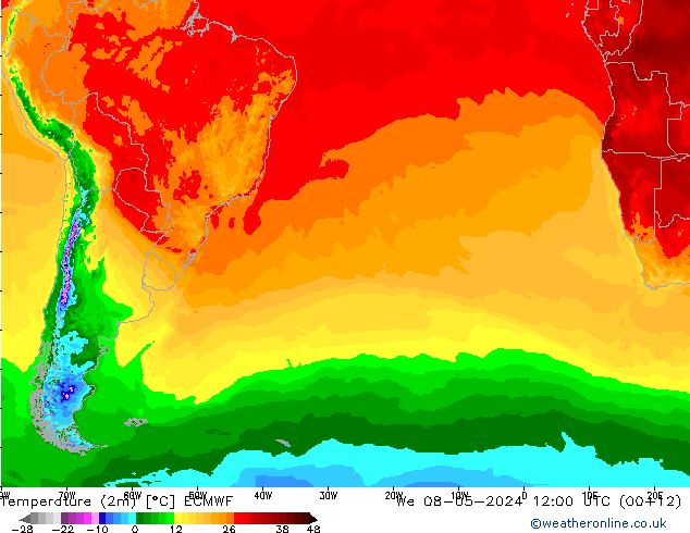 карта температуры ECMWF ср 08.05.2024 12 UTC