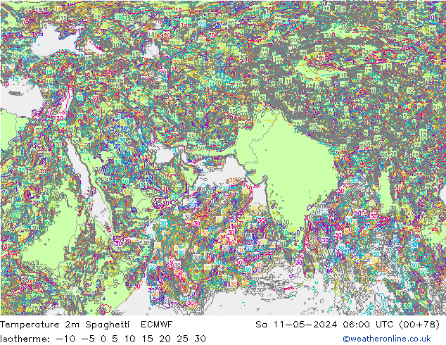 Temperatuurkaart Spaghetti ECMWF za 11.05.2024 06 UTC