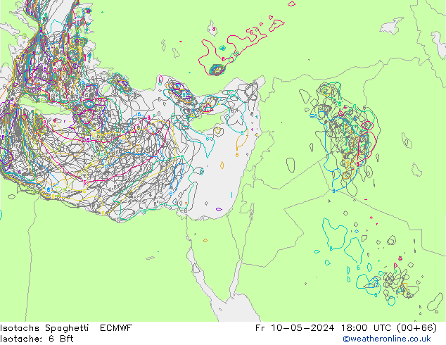 Isotachs Spaghetti ECMWF Fr 10.05.2024 18 UTC