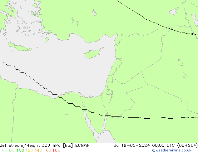 Jet stream/Height 300 hPa ECMWF Su 19.05.2024 00 UTC