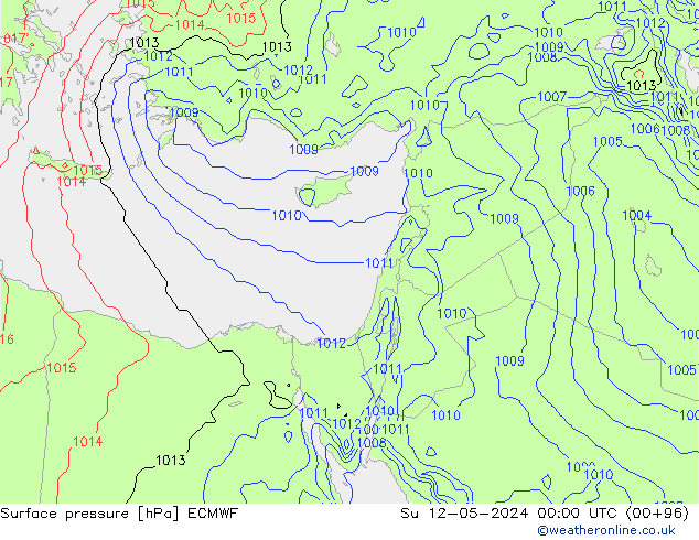 Luchtdruk (Grond) ECMWF zo 12.05.2024 00 UTC