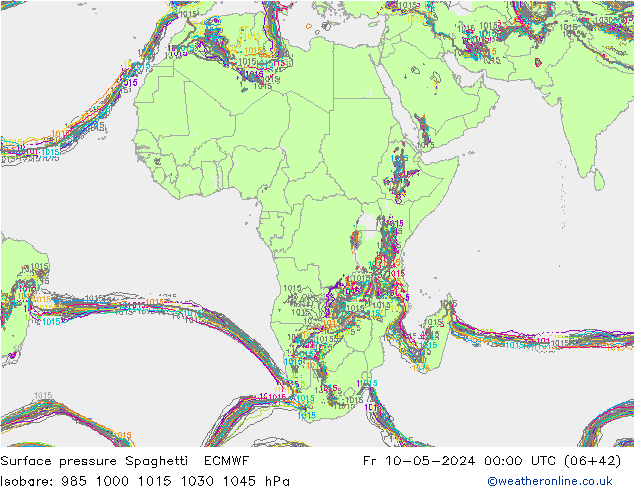 приземное давление Spaghetti ECMWF пт 10.05.2024 00 UTC