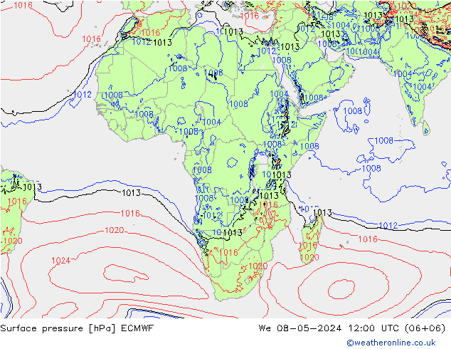 Luchtdruk (Grond) ECMWF wo 08.05.2024 12 UTC