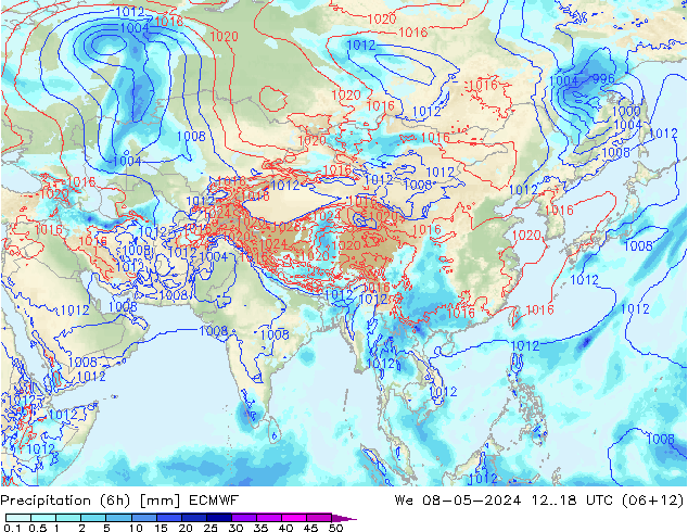 Precipitação (6h) ECMWF Qua 08.05.2024 18 UTC