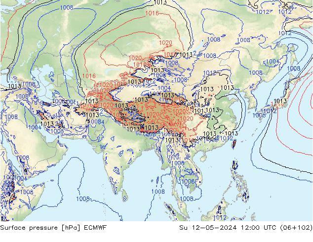 Surface pressure ECMWF Su 12.05.2024 12 UTC