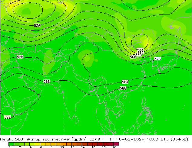 Height 500 hPa Spread ECMWF Fr 10.05.2024 18 UTC