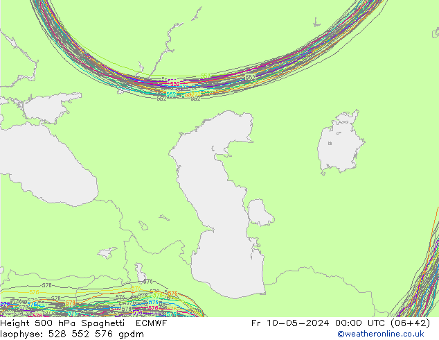 Géop. 500 hPa Spaghetti ECMWF ven 10.05.2024 00 UTC