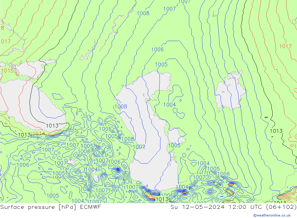 Surface pressure ECMWF Su 12.05.2024 12 UTC