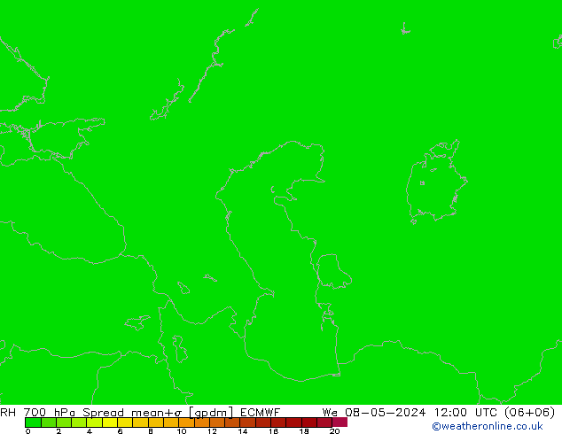 RH 700 гПа Spread ECMWF ср 08.05.2024 12 UTC