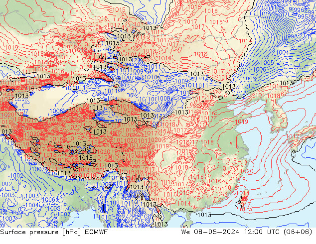 地面气压 ECMWF 星期三 08.05.2024 12 UTC