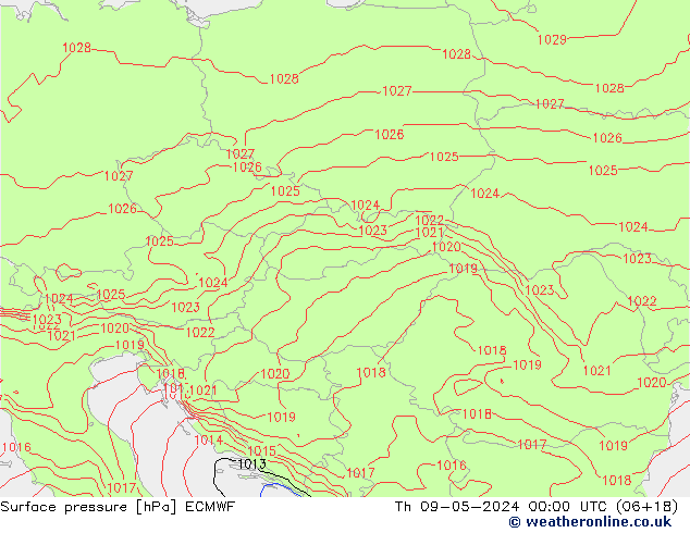 Surface pressure ECMWF Th 09.05.2024 00 UTC