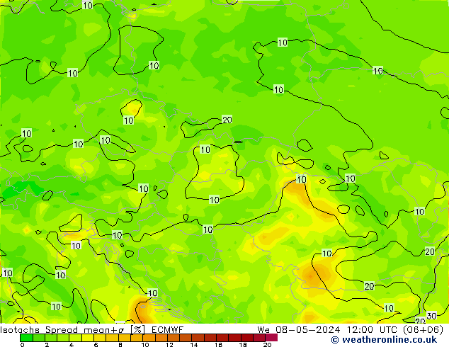 Isotachs Spread ECMWF mer 08.05.2024 12 UTC