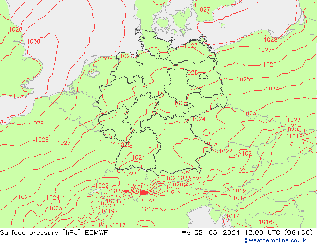 Bodendruck ECMWF Mi 08.05.2024 12 UTC