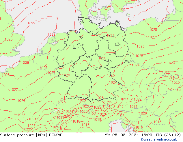 Bodendruck ECMWF Mi 08.05.2024 18 UTC