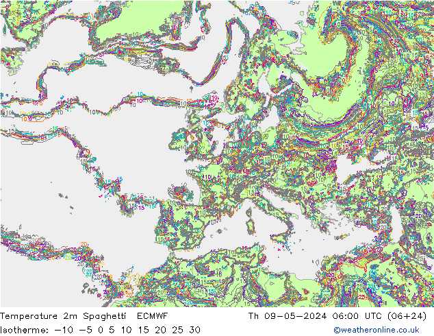 Temperaturkarte Spaghetti ECMWF Do 09.05.2024 06 UTC