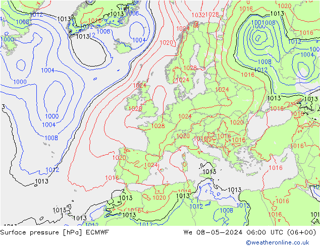 地面气压 ECMWF 星期三 08.05.2024 06 UTC